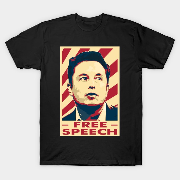 Elon Musk Free Speech Poster T-Shirt by Nerd_art